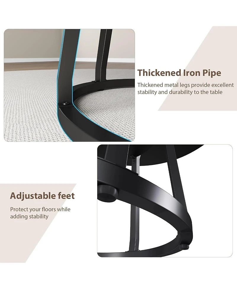 gaomon 47 in" Round Dining Table for 4, Farmhouse Room Circle Dinner Table,Space Saving Wood Kitchen & Furniture