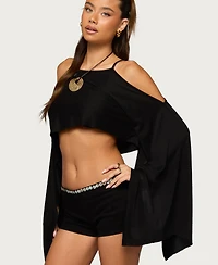 Edikted Women's Ivanna Cutout Cape Cropped Top
