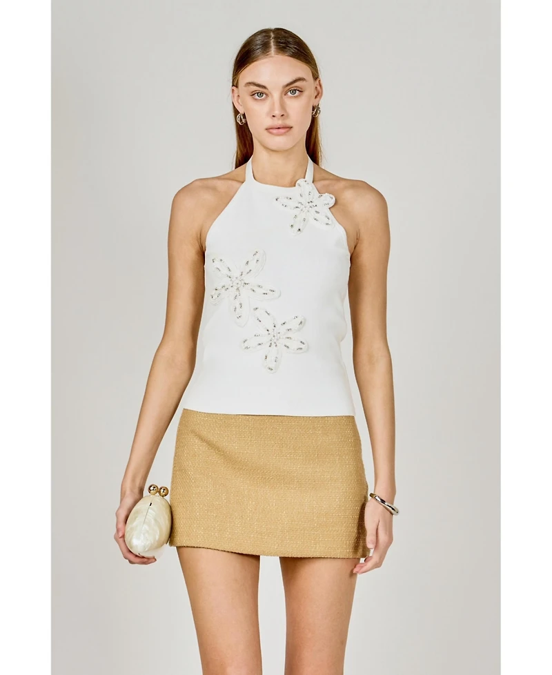 endless rose Women's Flower Detail Halter Top