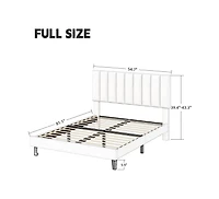 gaomon Full Size Bed Frame with Adjustable Height Headboard, Upholstered Platform Bed Frame with Vertical Channel Tufted Design