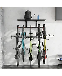 Yigii Adjustable Wall Bike Rack, Holds 5 Bikes, 110 lb Shelf, Rubber Coated Hooks, Easy Install