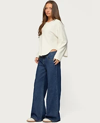 Edikted Women's Alisia Oversized Waffle Henley Top