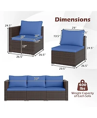 Gymax 3PCS Patio Sectional Sofa Set w/Right Arm and Left Soft Cushions