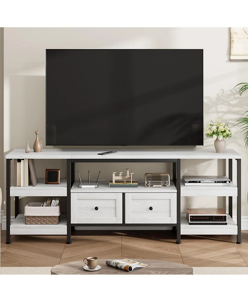 gaomon Industrial Media Console,Rustic Entertainment Center,Metal Frame Tv Stand with Storage DrawerFarmhouse Modern Tv Cabinet