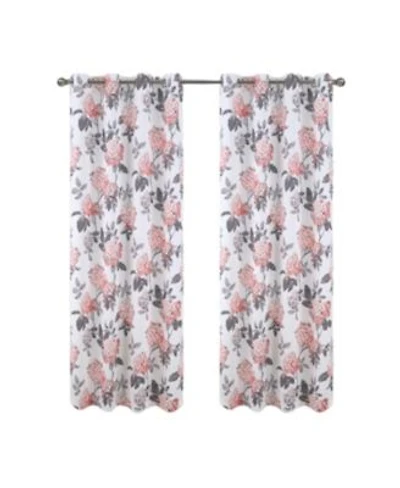 Olivia Gray 100 Polyester 200 Gsm Hydrangea Printed Blackout Grommet Curtain Panel 54 X 84