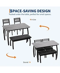 gaomon Dining Table Set for 4,Wooden Kitchen Table with Upholstered Bench & 2 Cushion Chairs, Space-Saving Dinette Set for Studio,Kitchen,Dining Room