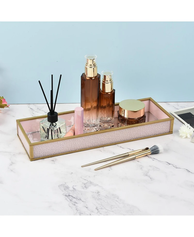 Lauraella Handcrafted Glass Tray, Decorative Storage Tray for Makeup, Jewelry, Desk
