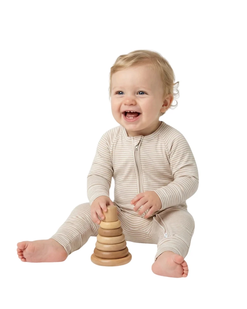 Motette Baby Boys Oatmeal Stripe Bamboo Sleeper