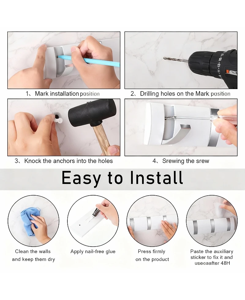 Yigii 5-Drawer Retractable Aluminum Wall Hanger for Coats, Hats, Scarves