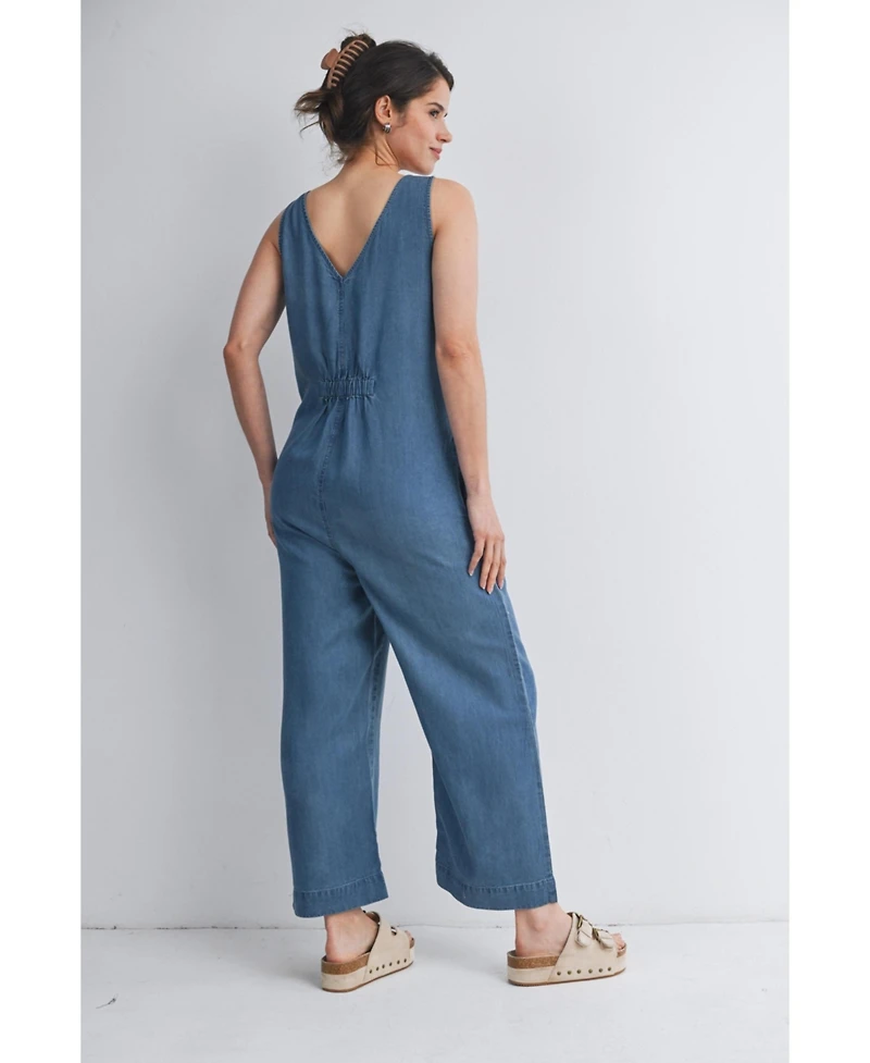 Hello Miz Maternity Front Zip Sleeveless Jumpsuit Nursing Friendly