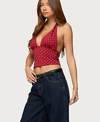 Edikted Womens Blaire Polka Dot Halter Top