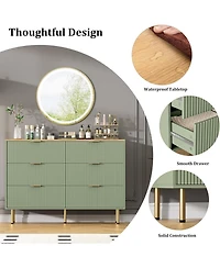 gaomon 6 Drawer Dresser for Bedroom Chest of Drawers, 47" Wide Fluted Dresser with Drawers, Modern Wooden Double Dressers with Metal Handles