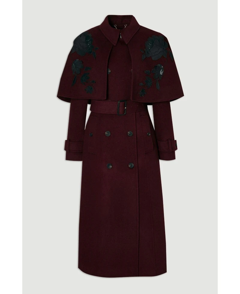 Karen Millen Women's Tailored Funnel-Neck Cape Midi Coat