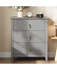 gaomon Fluted Dresser for Bedroom 27.6" Wide, 3-Drawer Wood Dresser Nightstand for Bedroom, Modern Chest of Drawers, Storage Organizer Cabinet