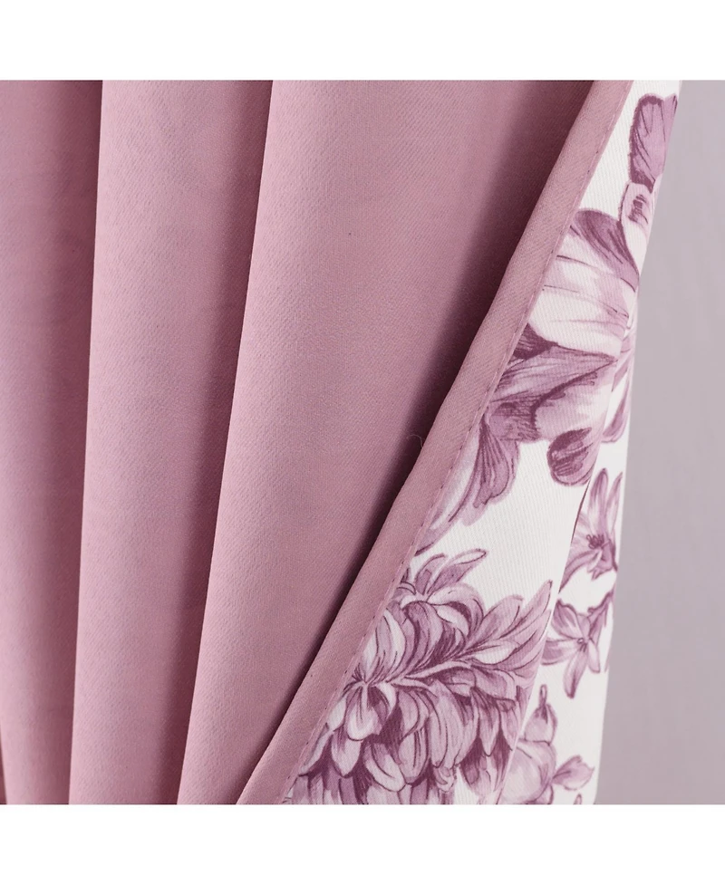 Olivia Gray 100% Polyester 190 Gsm Eloise Reversible Blackout Grommet Curtain Panel 54" x 90" Purple