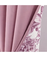 Olivia Gray 100% Polyester 190 Gsm Eloise Reversible Blackout Grommet Curtain Panel 54" x 90" Purple