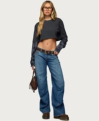 Edikted Women's Maiah Low Rise Barrel Jeans