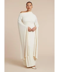 Eloquii Women's Plus Cape Sleeve Draped Dress