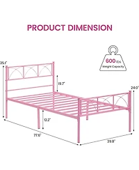 gaomon Twin Size Sturdy Modern Stylish Iron Bed Frame with Headboard and Footboard Metal Platform Bed - Simple Assembly, No Box Spring Needed.
