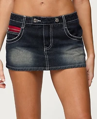 Edikted Women's Jakari Contrast Stitch Denim Mini Skort