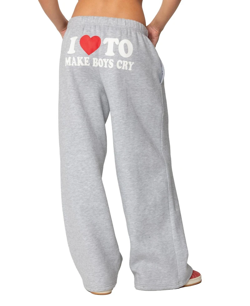 Edikted Women's Boys Cry Wide Leg Sweatpants