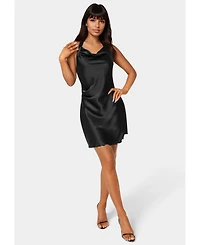 Bebe Women's Satin Sash Neck Mini Dress