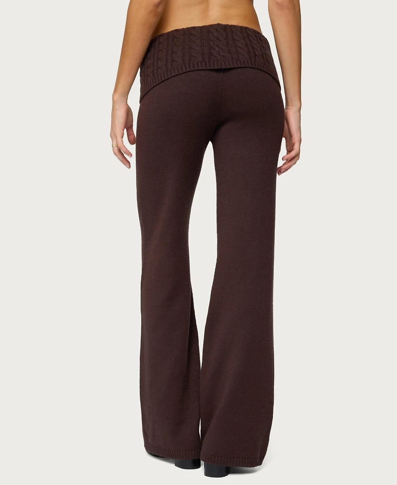Edikted Women's Lula Cable Knit Foldover Pants