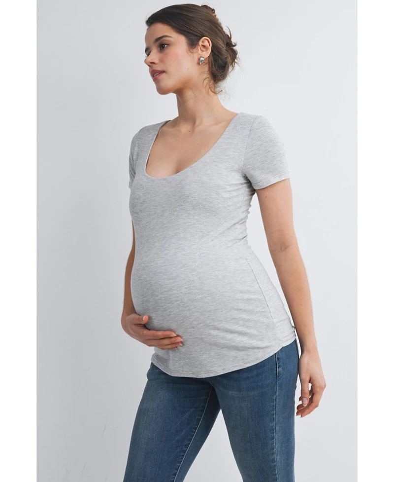 Hello Miz Maternity Scoop Neck Short-Sleeve Fitted T-Shirt