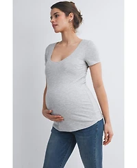 Hello Miz Maternity Scoop Neck Short-Sleeve Fitted T-Shirt