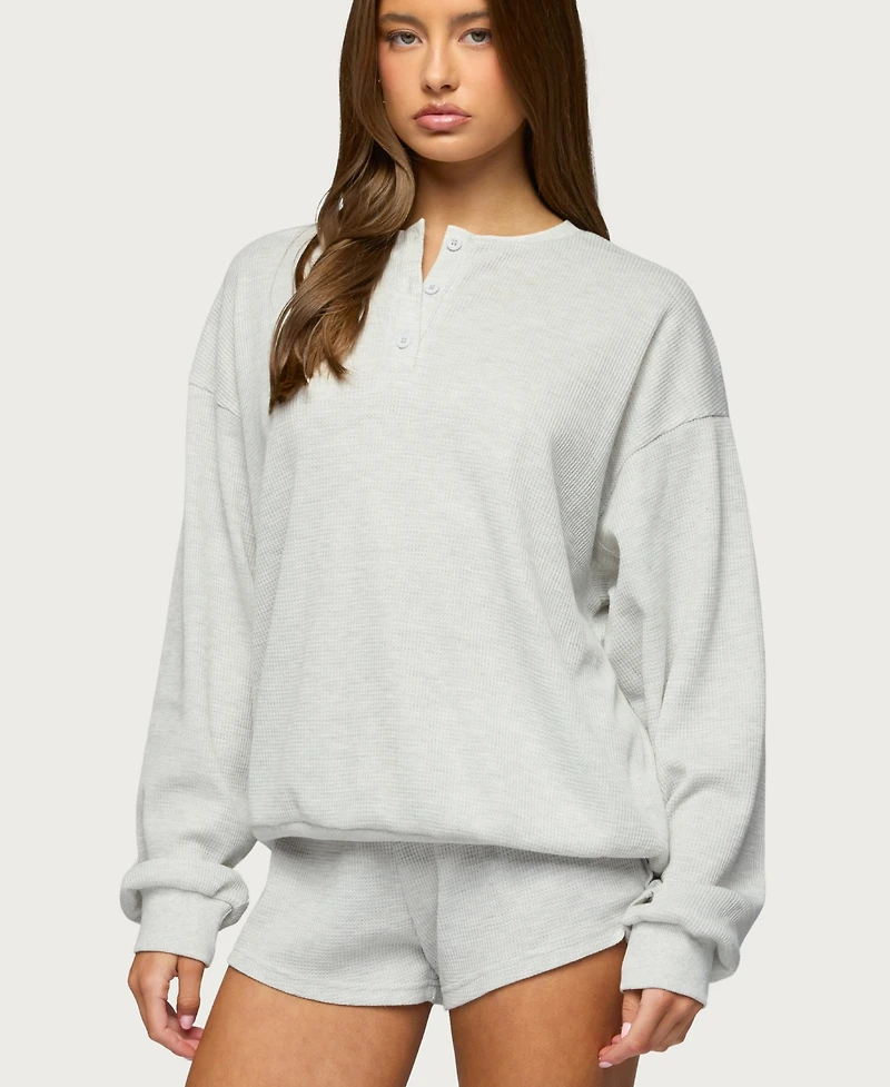 Edikted Women's Baila Waffle Henley Top