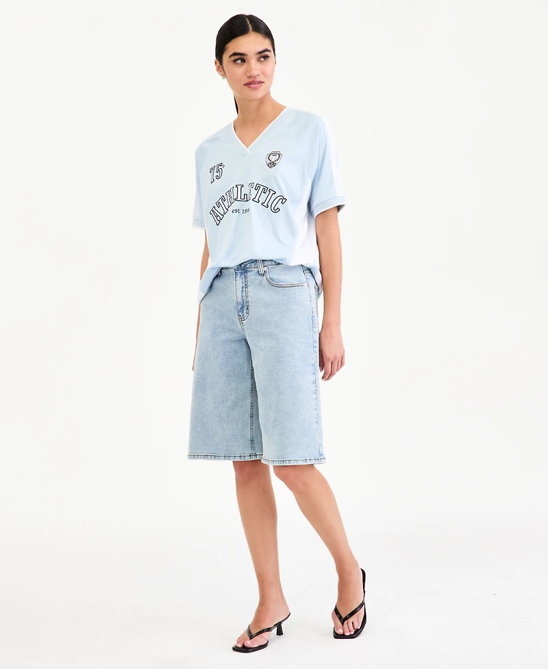 Bar Iii Women's Sports Jersey T-Shirt, Macy's Exclusive