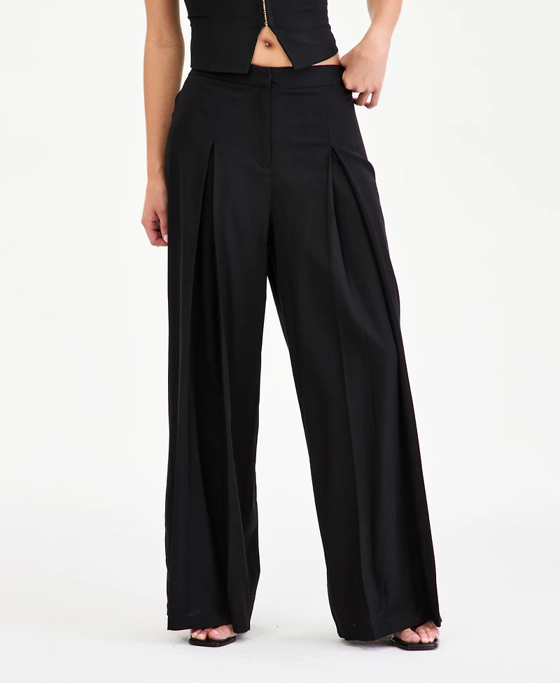Bar Iii Women's High-Rise Linen-Blend Wide-Leg Pants, Macy's Exclusive