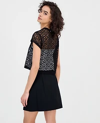 Bar Iii Women's Boxy Lace T-Shirt, Macy's Exclusive