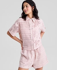 And Now This Women's Button-Front Lace Camp Shirt, Macy's Exclusive
