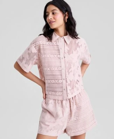 Now This Womens Button Front Lace Camp Shirt Macys Exclusive