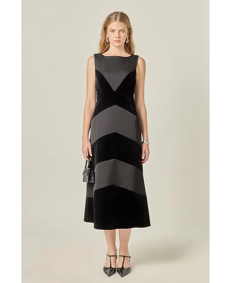 English Factory Women's Velvet Satin Combo Maxi Dress