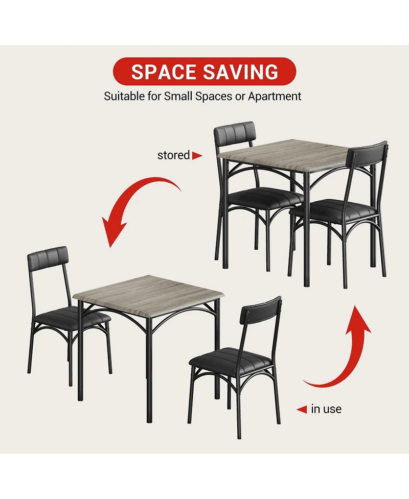 gaomon Dining Table Set, 1 and 2 Upholstered Chairs, for Breakfast Nooks Small Rooms, Ideal Kitchen