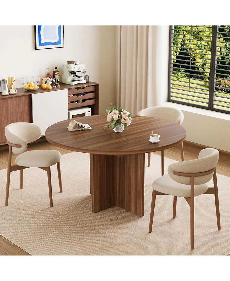 gaomon 43.3"–59" Extendable Round to Oval Hidden Storage Dining Table – Modern Cross Base Design