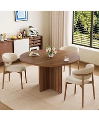 gaomon 43.3"–59" Extendable Round to Oval Hidden Storage Dining Table – Modern Cross Base Design