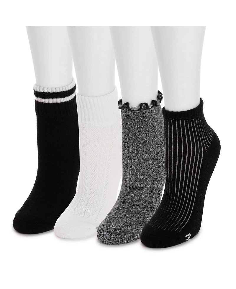 Muk Luks Women's Dream Step Mini Crew Socks, 4 Pair Pack