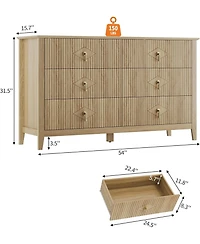 gaomon Dresser for Bedroom with 6 Drawers, 54 in Extra Wide Modern Chest of Drawers with Metal Handle, Dresser Tv Stand