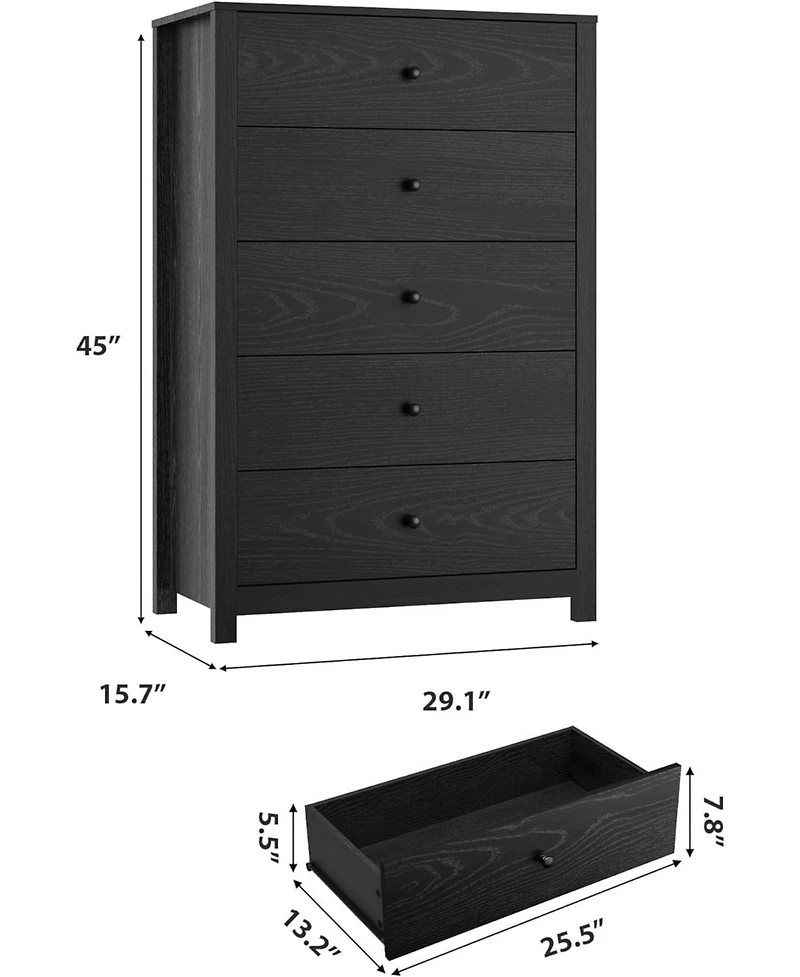 gaomon 5 Drawer Dresser for Bedroom – Modern Simply Chest of Drawers, Wood Storage Dresser with Deep Drawers for Living Room, Hallway