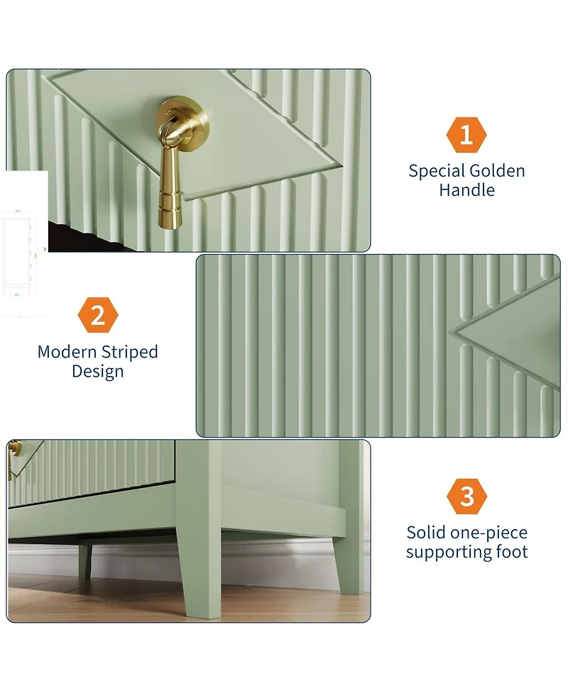 gaomon Fluted Dresser for Bedroom, 42.9" Tall 5-Drawer Wood Dresser, Modern Chest of Drawers, Storage Organizer Cabinet