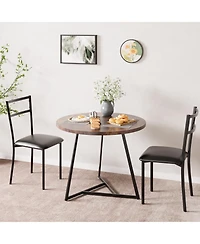 gaomon Dining Table Set for 2, Round Kitchen and Chairs Modern Room with 2 Metal Wood