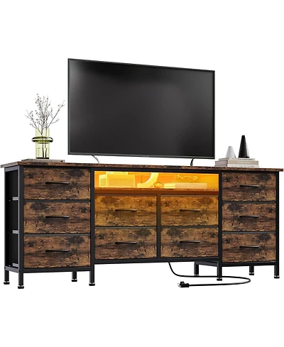 gaomon 63 Inch Tv Stand Dresser with 10 Drawers