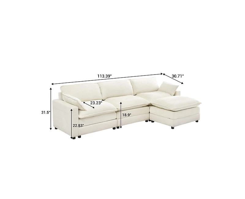 gaomon Heinen 113.39" Velvet Sofa