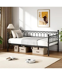 gaomon Twin Size Daybed, Sofa Bed Frame with Metal Steel Slat Support, Heavy Duty Metal Bed Frame, Space Saving, Easy Assembly, for Small Spaces