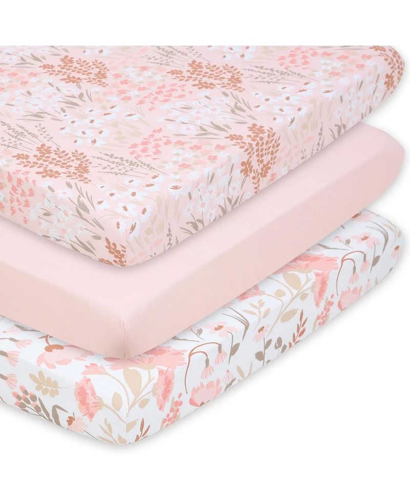 The Peanutshell Whimsical Floral 3-Pack Fitted Playard Sheets