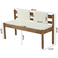 Tribesigns Solid Wood Entryway Bench, 49" Dining Bench with Back, Wood Settee Bench with Upholstered Seat, Farmhouse Bedroom Bench