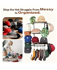 Yigii Wall Hat Rack with Shelves for Hats, Caps, & Decor